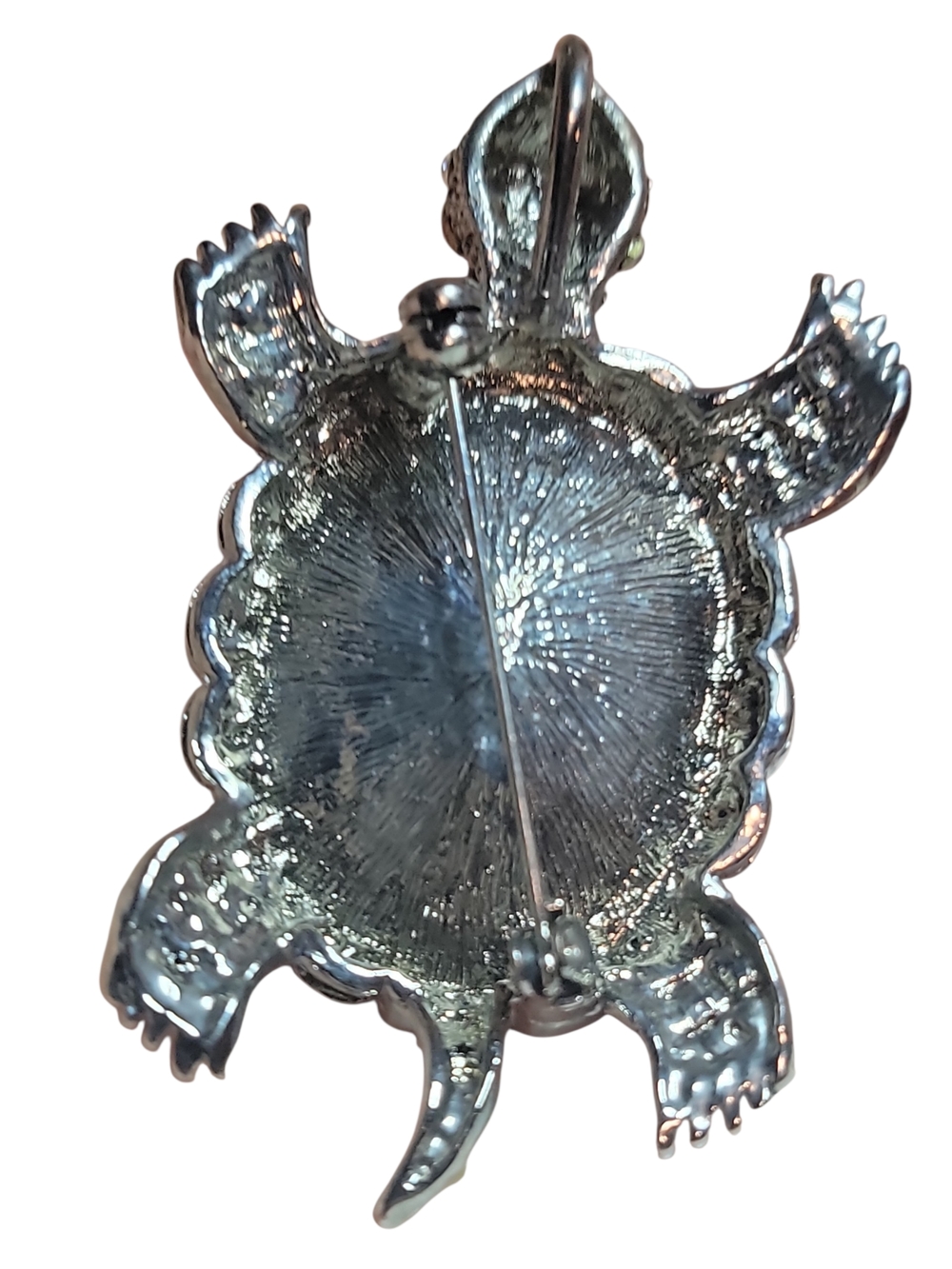 Vintage Rhinestone Turtle Brooch Pendant Stretch Ring Set Clear AB Crystal - Picture 4 of 6